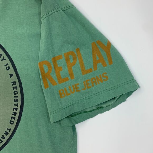 Replay Basic T Shirt Mens L Large Green Sanforized Cotton Union Made In USA Tee - Picture 4 of 16